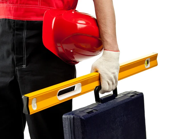 Trabajador de la construcción con herramientas —  Fotos de Stock