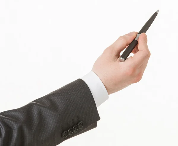 Hombre de negocios escribiendo con pluma — Foto de Stock