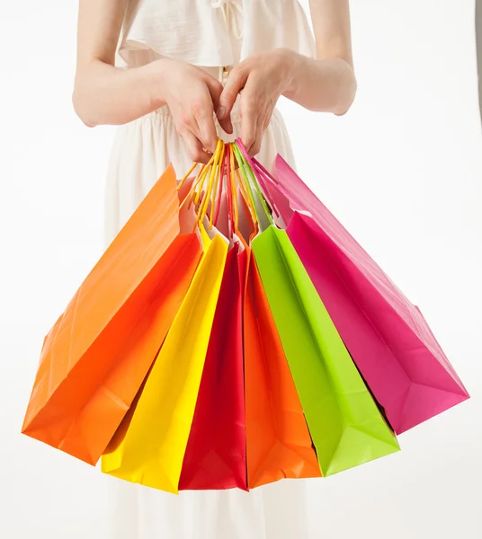 Femme avec sacs à provisions — Photo