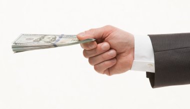 Businesman'ın elini tutarak dolar