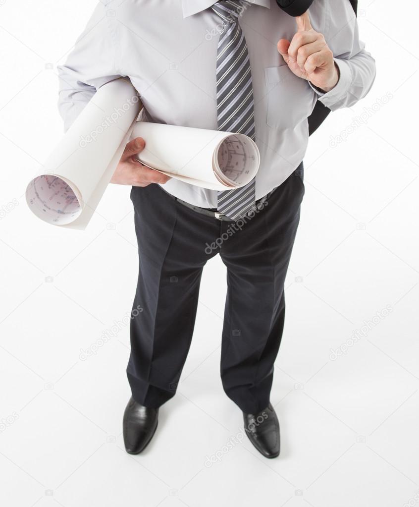Businessman holding projects