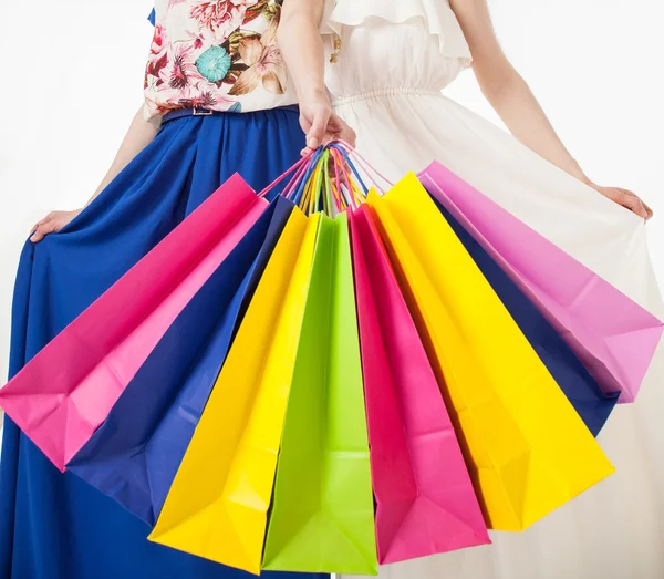 Women with multicolored shopping bags — Stock Photo, Image
