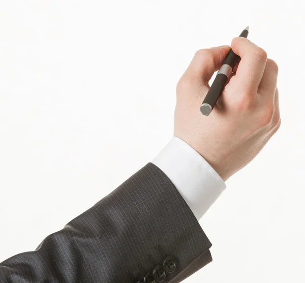 Geschäftsmann hält einen Stift in der Hand — Stockfoto