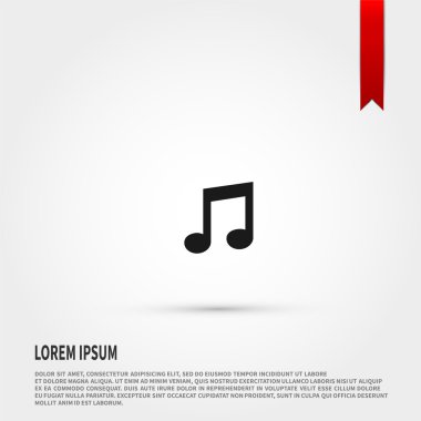 Müzik Not simgesi. Düz tasarım stili. Şablon