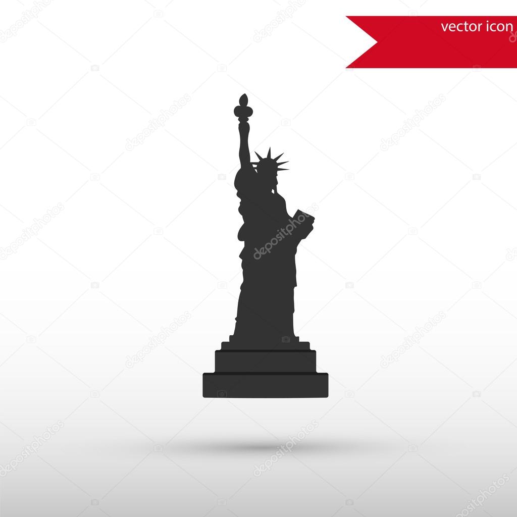 Statue of Liberty Icon. Black silhouette statue of liberty. Flat design style. Liberty statue New York city. Usa symbol.