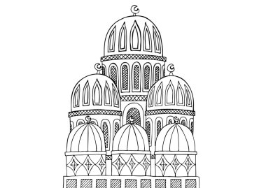 Abstract Mosque illustration. Sketchy hand drawn Doodle. Black a clipart