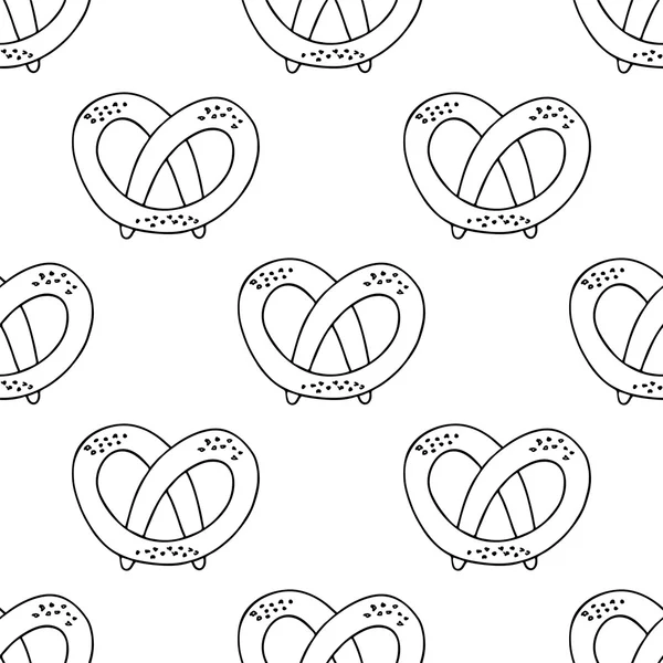 Bretzels allemands motif sans couture sur fond blanc . — Image vectorielle