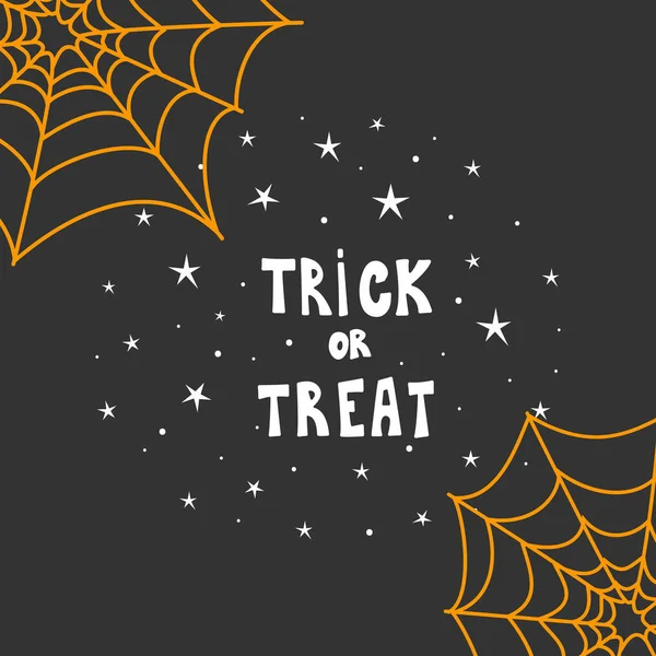 Trick or treat typografia z tła pajęczyny — Wektor stockowy