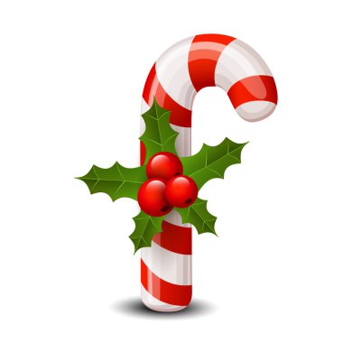 Noel sopa ile üzerine beyaz izole kırmızı meyveler.