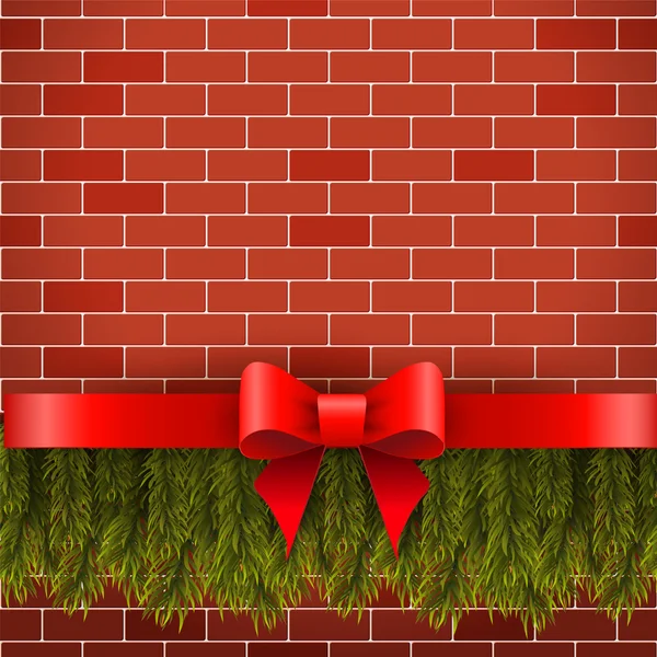 Kerstversiering op een bakstenen muur — Stockvector