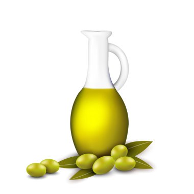 zeytin ve zeytinyağı şişesi ile şube.