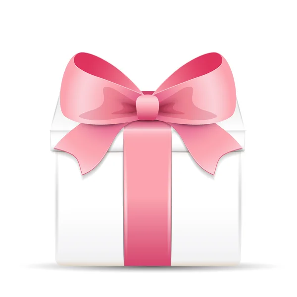 Gift box with a pink bow — Stock Vector