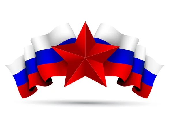 Russische Flagge mit rotem Stern — Stockvektor