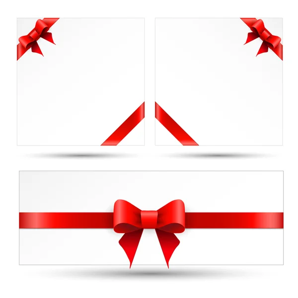 Set red gift bows with ribbons — Stock Vector