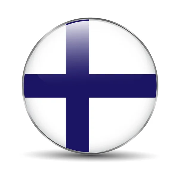 Σημαία της Φινλανδίας ως γύρο γυαλιστερό εικονίδιο. — Διανυσματικό Αρχείο
