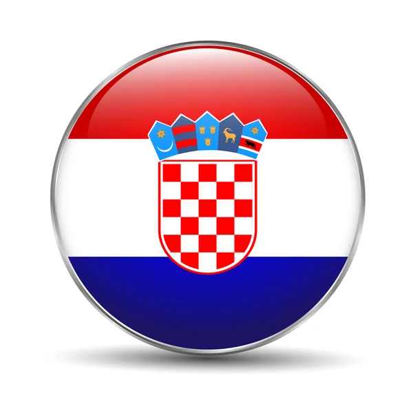 Bandera de Croacia como icono brillante redondo . — Vector de stock