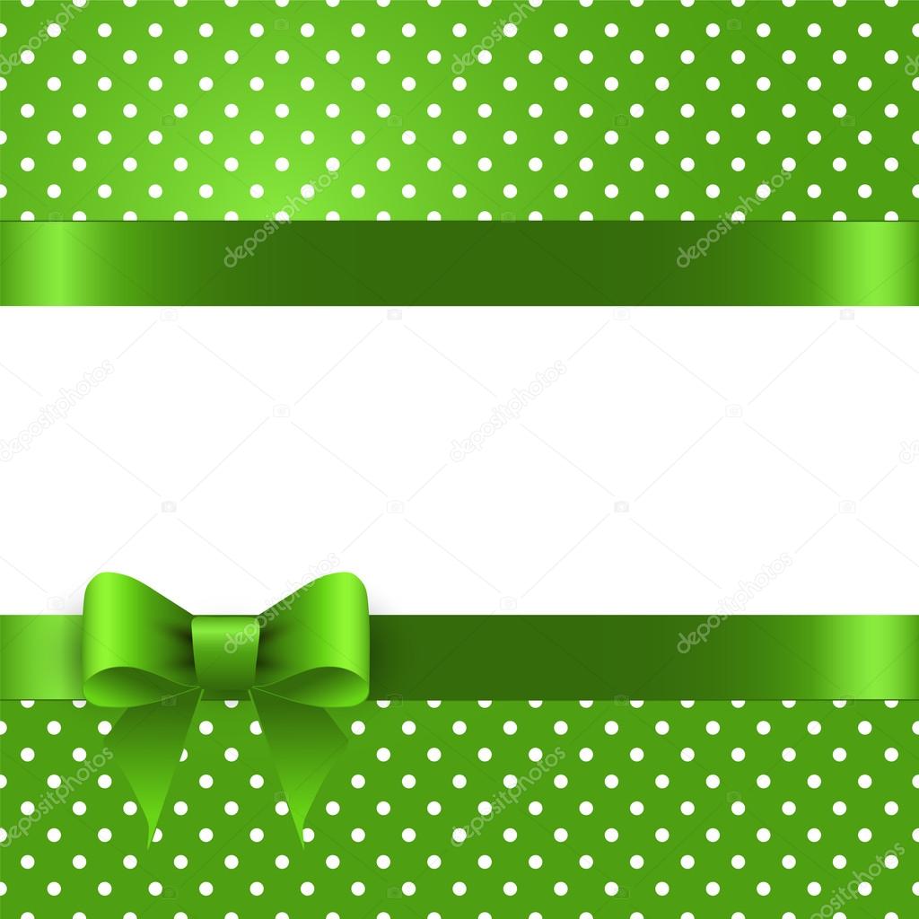 Summer background with polka dots, with a green bow