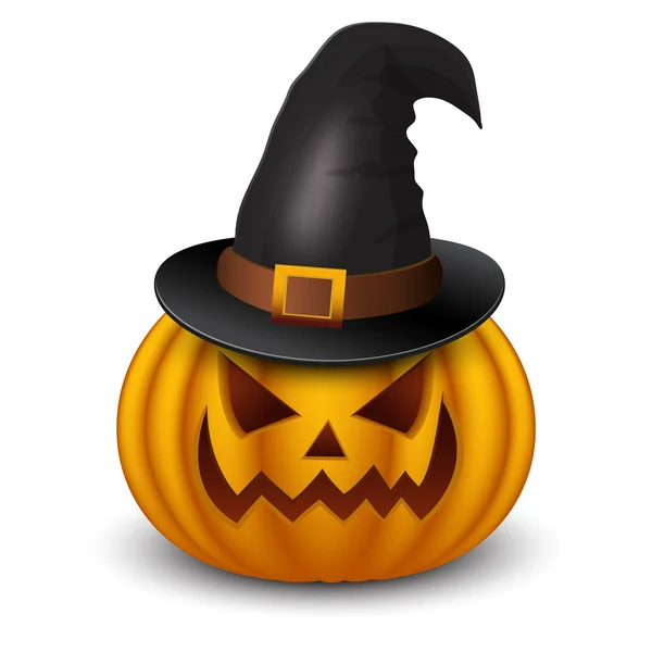 Calabaza de Halloween con calor aislado en blanco . — Vector de stock