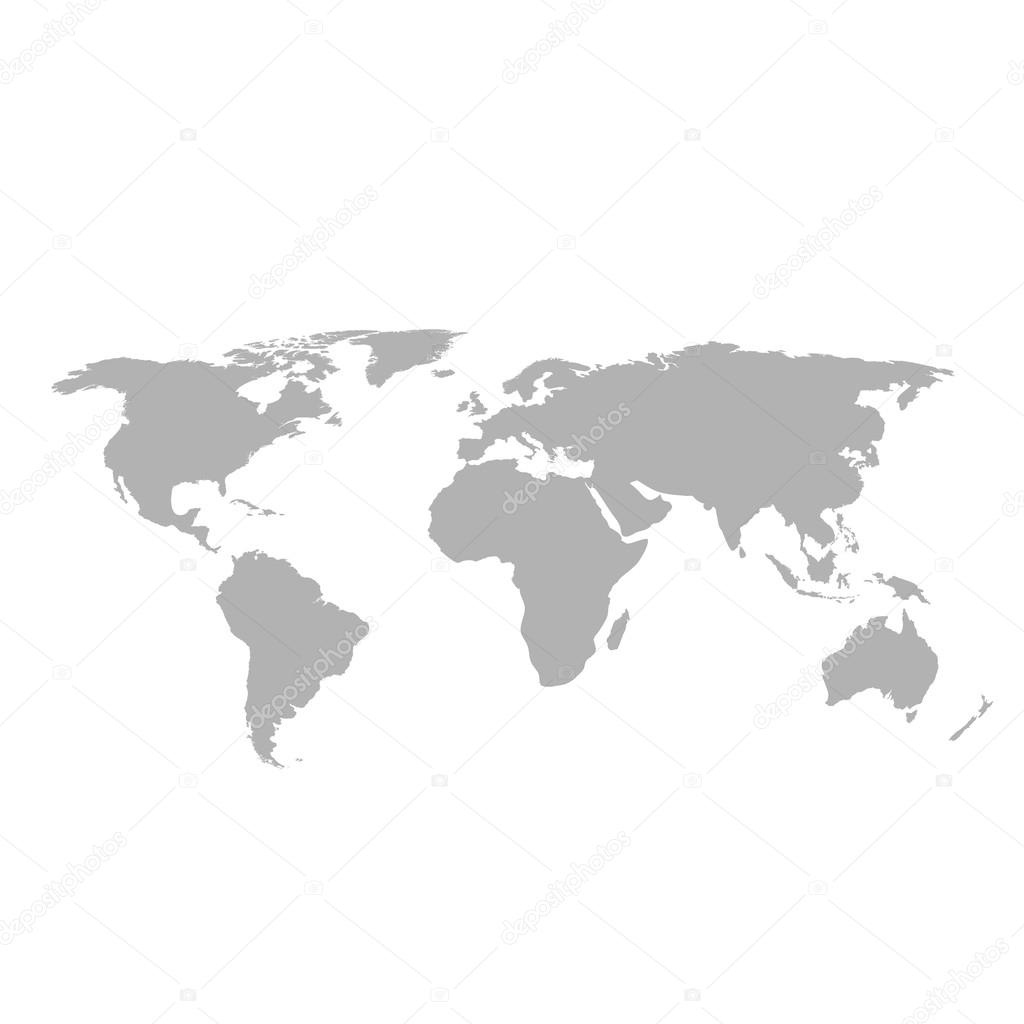 Carte Du Monde Gris Sur Fond Blanc Image Vectorielle