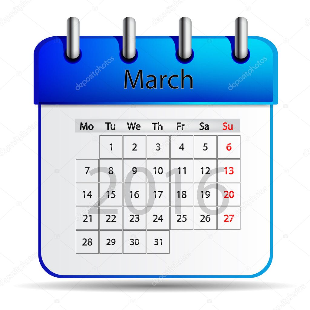 March 2016 calendar.