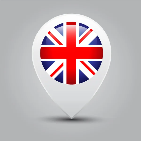 Punteros de mapa con bandera Reino Unido — Vector de stock
