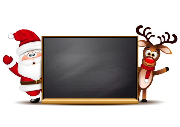 Kerstmis achtergrond Rudolph rendieren en Santa Claus. — Stockvector