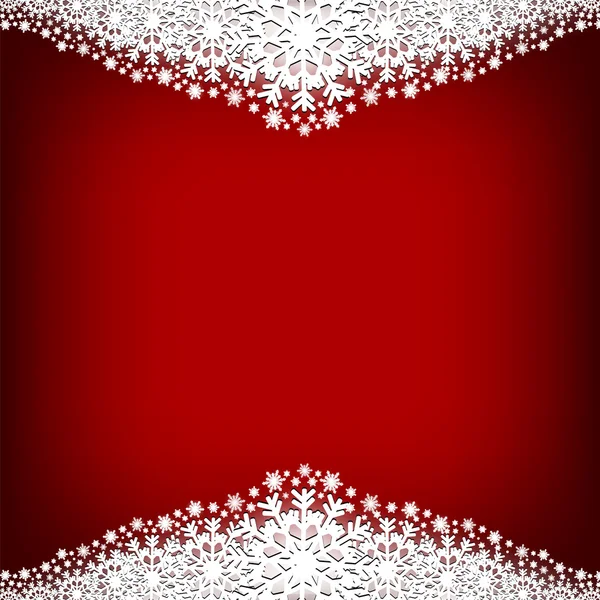 Boże Narodzenie czerwony tło z płatków śniegu — Wektor stockowy