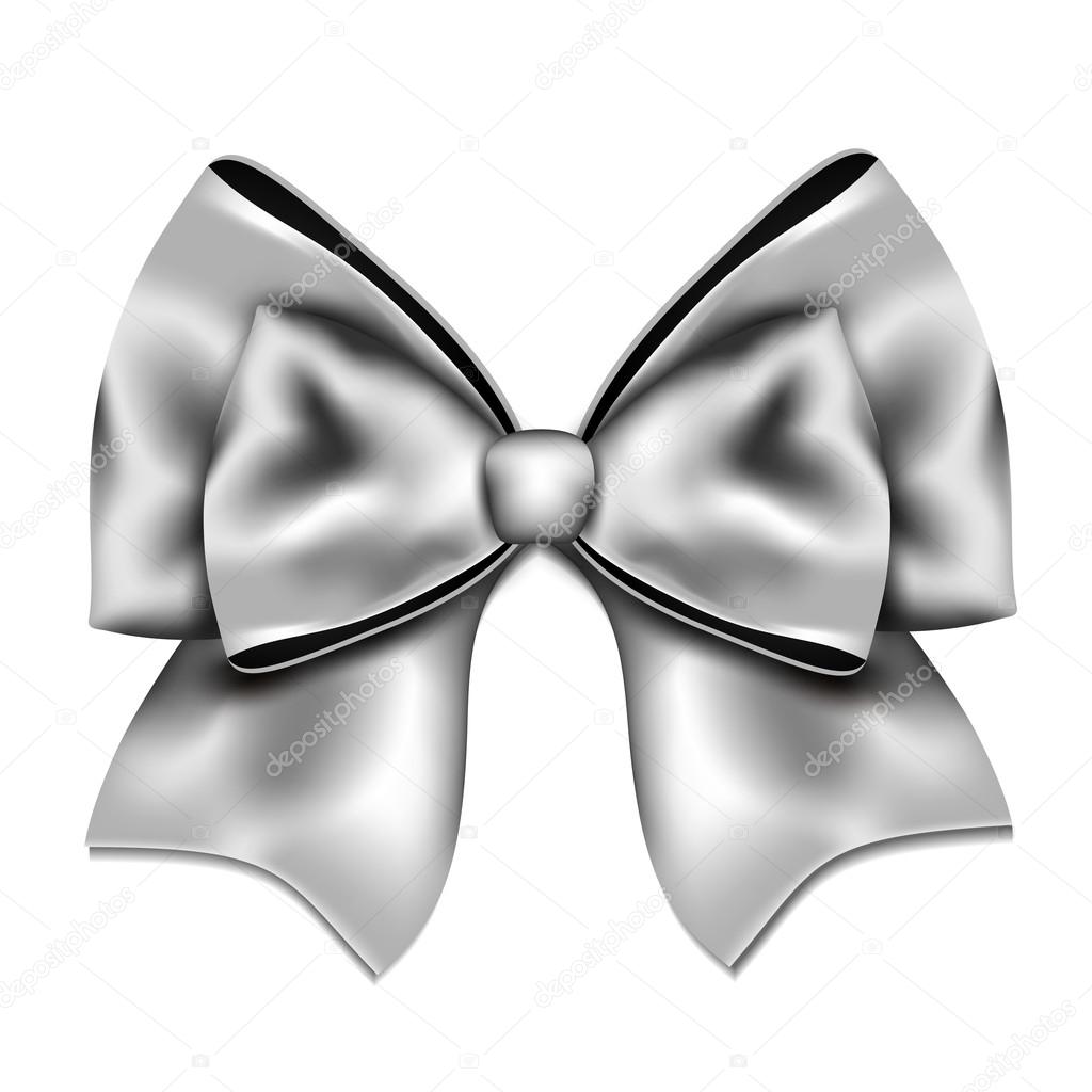 Silver gift bow isolated on white background. — Stock Vector