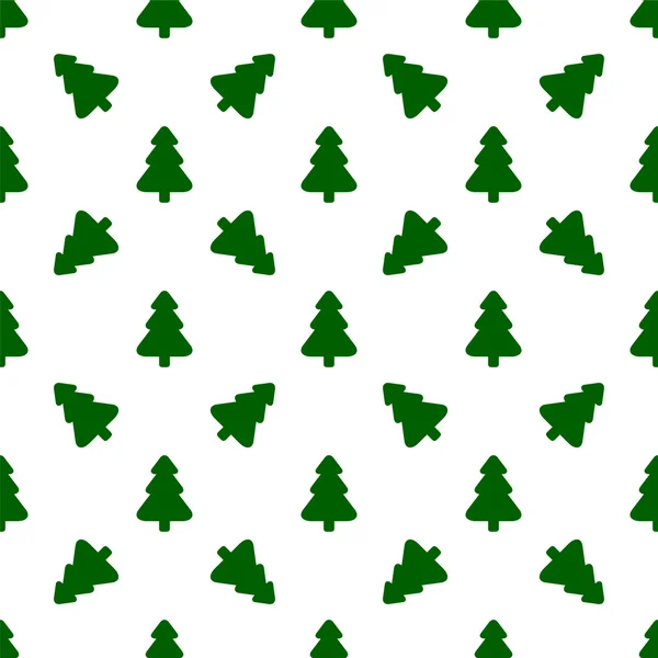 Pattern for wrapping paper. Green Christmas tree on a white back — Stock Vector