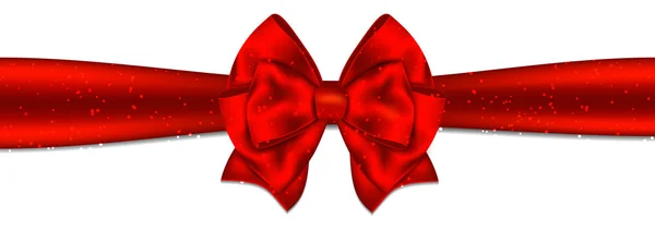 Red ribbon with bow on white background. — Stock Vector