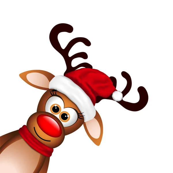 Funny Reindeer on white background. — Stock Vector