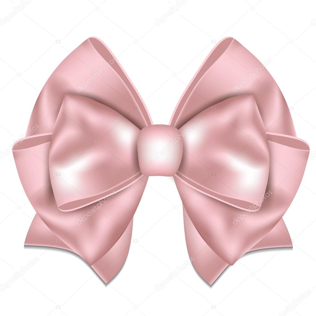 Beautiful pink bow on white background.