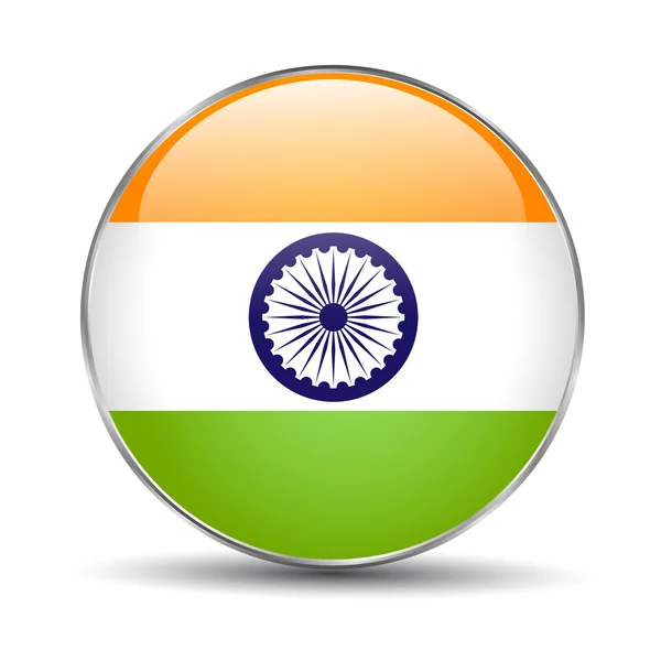Ícone de botão de bandeira da Índia — Vetor de Stock