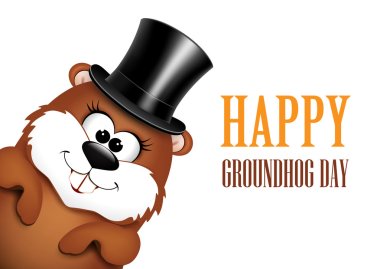 Funny marmot in hat on a white background clipart