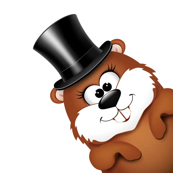 Tarjeta de felicitación del Día de la Marmota con alegre marmota . — Vector de stock