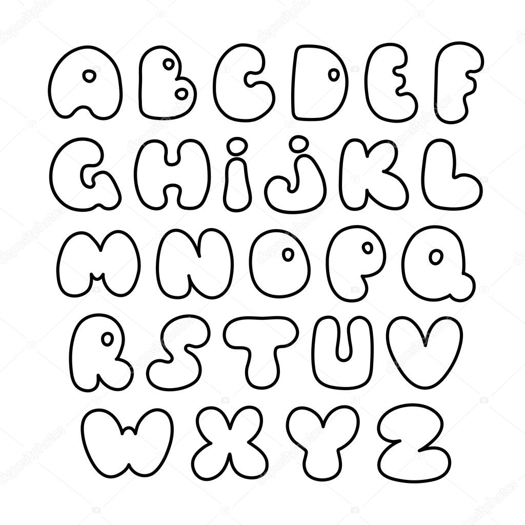 Vector alphabet. Hand drawn letters. Creative comic font. Fat le ...