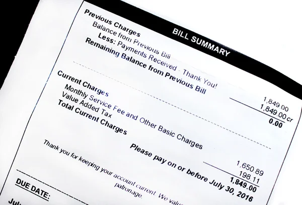 Facturering samenvatting ontvangst — Stockfoto