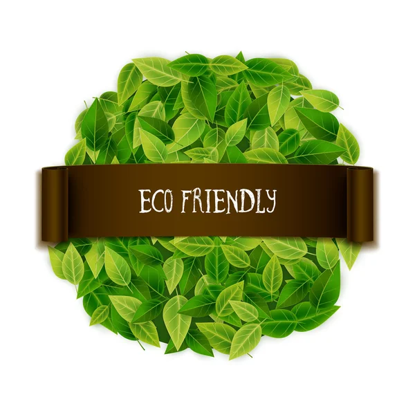 Eco vriendelijke banner met groene bladeren — Stockvector