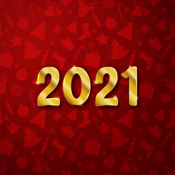 2021 Новый Год Реалистичные Золотые Текстовые Номера Открытка Баннер Векторная — стоковый вектор