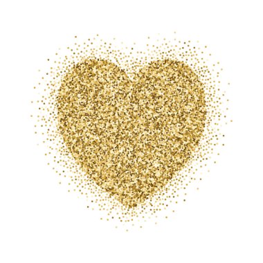 Altın parıltılı kalp dokusu, romantik sevgililer günü vektörü çizimi
