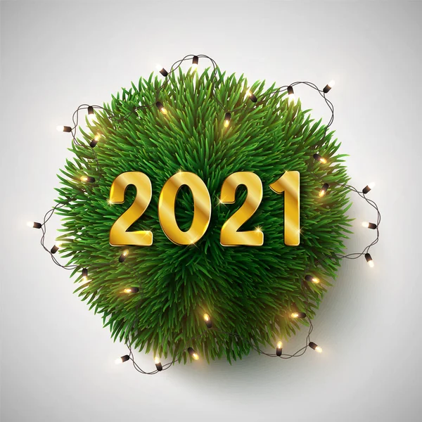 Весёлый Рождественский Знак Елки Форме Мяча Реалистичное Новогоднее Украшение 2021 — стоковый вектор