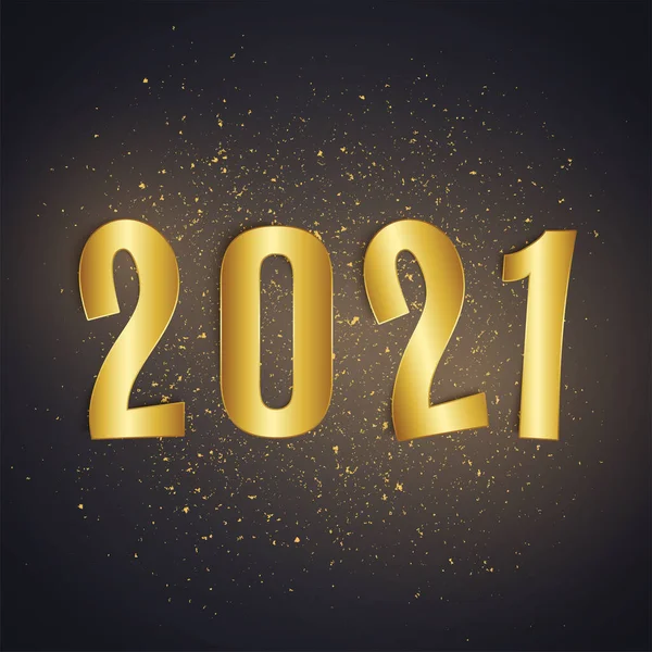 2021 Новый Год Реалистичные Золотые Текстовые Номера Открытка Баннер Векторная — стоковый вектор