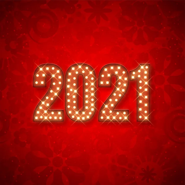 Новым 2021 Годом Светящийся Текстовый Баннер Светодиодными Лампами Дизайн Открыток — стоковый вектор