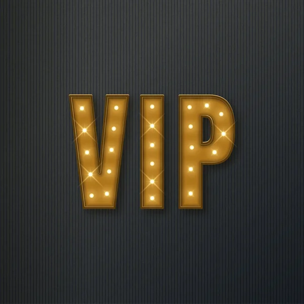 Vip Banner Text Retro Stil Mit Glänzenden Lichtern Vektorillustration — Stockvektor