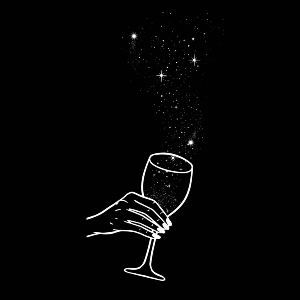 Salud Chicas Bebiendo Manos Con Copas Vino Poción Estrellas Del — Archivo Imágenes Vectoriales