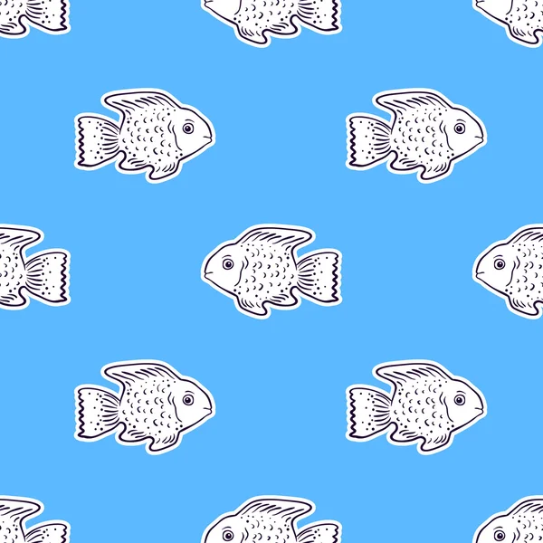 Seamless pattern with cute fish — Stock Vector