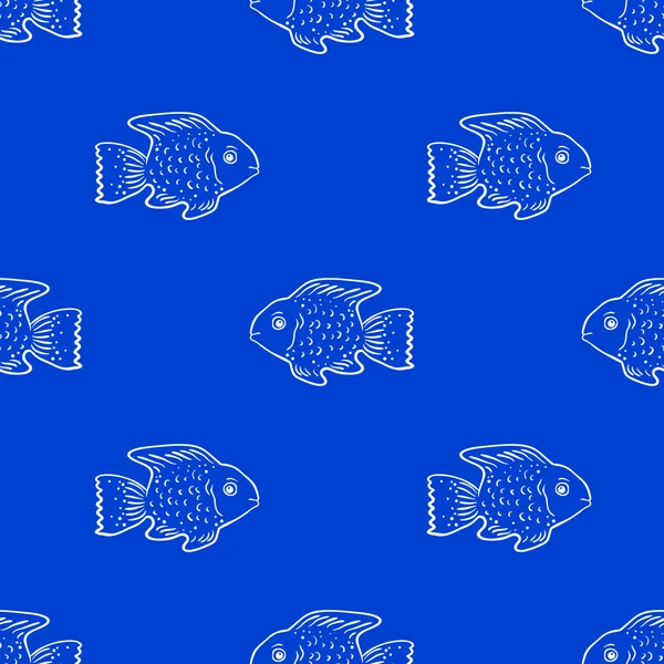 Seamless pattern with cute fish. — Stock Vector