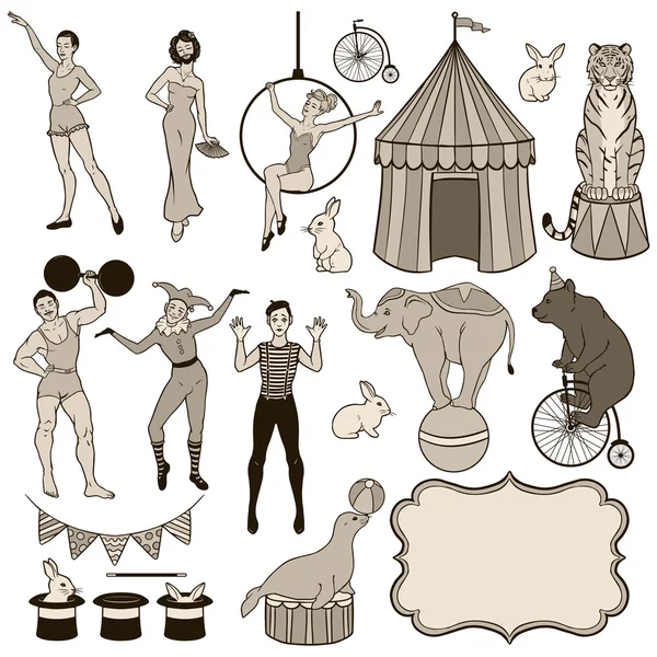 Set of various circus elements — Stock Vector