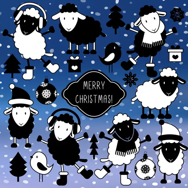 Moutons en hiver — Image vectorielle