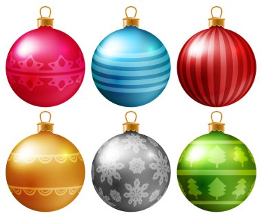 Christmas baubles set clipart